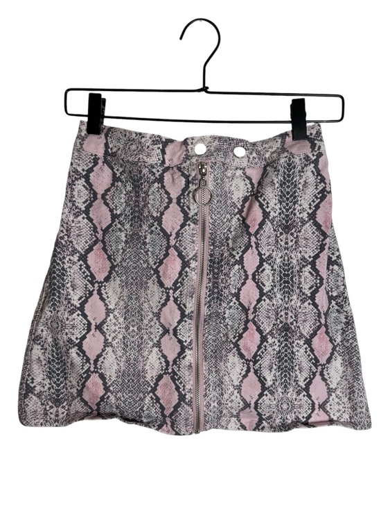 Altar'd State Dresses & Skirts - Altar’d State Pink Gray Snakeskin Print Zip-Front Mini Skirt
